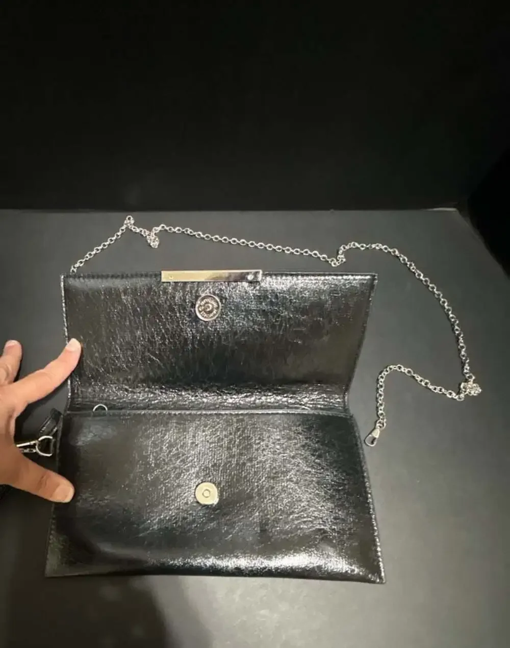 INC International Concepts Black Faux Leather Clutch with Removable Wristlet and